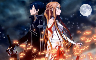 Anime characters sword full moon 2 - two anime character free wallpaper
