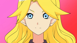 Blonde ponytail blueeyes blackshirt pinkbackground 2 - a black shirt free wallpaper