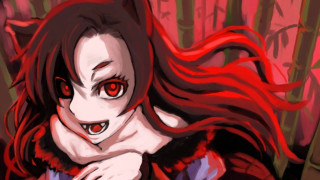 Red haired yandere woman bamboo - a creepy expression free wallpaper