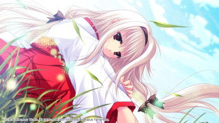 Girl white hair red dress - the wind free wallpaper