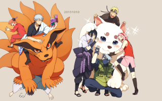 Group people cartoon character cat - his back free wallpaper