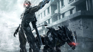 Futuristic man suit gun robot - building free wallpaper for desktop