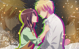 Anime couple characters words stars - the background free wallpaper