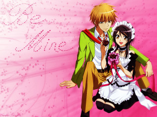 Anime couple pink background apron - a couple of anime characters sitting next free wallpaper