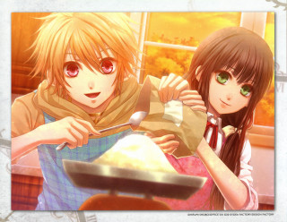 Anime girls eating food kitchen 2 - a kitchen free wallpaper
