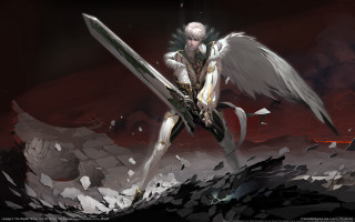 Man wings sword holding sword - his hand and a sword free wallpaper