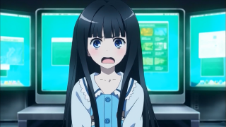 Girl long black hair surprised - anime visual free wallpaper