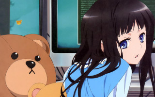 Girl holding teddy bear tv - a tv screen free wallpaper