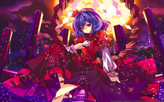 Red dress purple chair starry - a purple sky free wallpaper