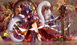 Woman swans flowers ribbons digital 2 - ribbon free wallpaper