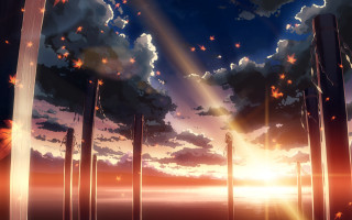 Sunset clouds sunbeam light beam - a light beam free wallpaper