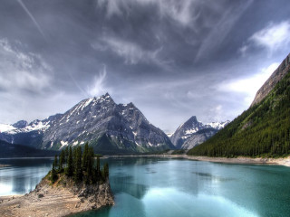 Mountain lake forest cloudy sky 14 - beautiful landscape free wallpaper