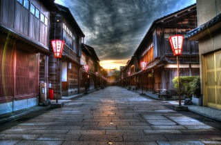 Tokyo street buildings sunset cloudy - a few building free wallpaper