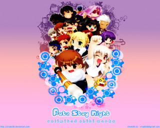 Anime characters pink background blue - a poster free wallpaper