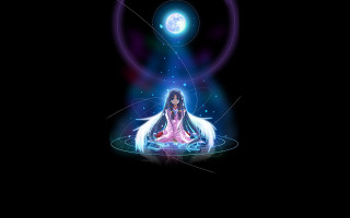 Woman lotus position light shining 2 - a lotus position free wallpaper
