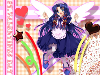 Girl dress wings bow checkered - a girl in a dress free wallpaper