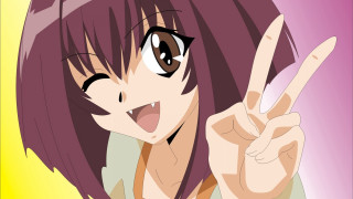 Girl long hair pointing smiling - anime free wallpaper