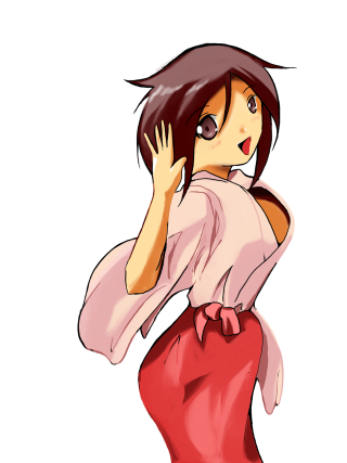 Woman red skirt talking cell - a cell phone free wallpaper