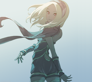 Woman long white hair scarf 2 - a blue sky free wallpaper