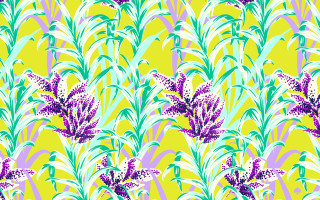 Purple flowers yellow background green - annabel kidston free wallpaper