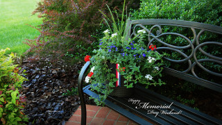 Bench flower planter garden lawn - a planter free wallpaper
