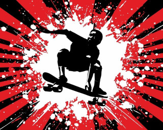 Skateboarder red black background paint - extreme illustration free wallpaper