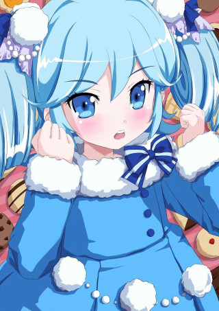 Anime girl blue hair blue 2 - a blue dress free wallpaper