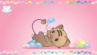 Cat laying candy ground behind - catrin g grosse free wallpaper