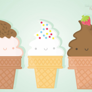 Three ice cream cones strawberry - top of them free wallpaper