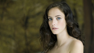 Blue eyes white dress portrait 2 - symmetrical facial feature free wallpaper