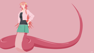 Woman standing pink dinosaur tail - a pink background behind her free wallpaper