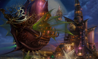 Futuristic city clock tower dragon 2 - a futuristic city free wallpaper