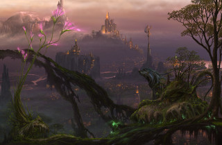 Fantasy city dragon castle purple - a purple sky free wallpaper