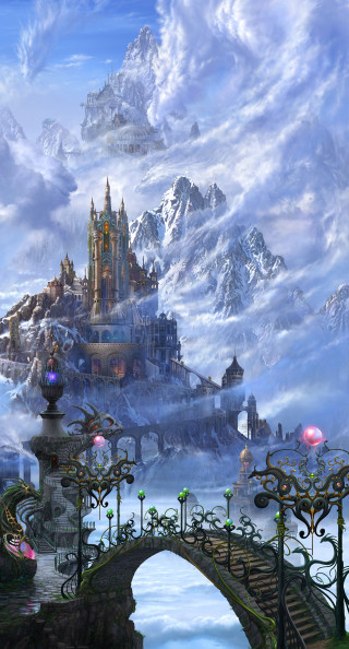 Castle sky bridge painting dreamy - a bridge over free wallpaper