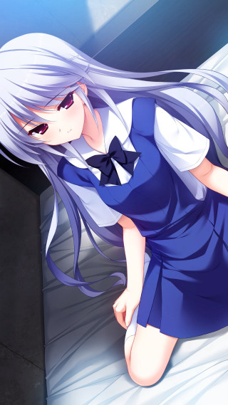 Girl blue dress bed hair - her eye free wallpaper