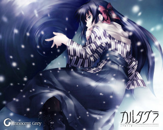 Woman dancing snow kimono neo - a woman in a dress free wallpaper
