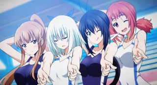 Anime girls thumbs up back - their back free wallpaper