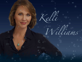 Woman black shirt blue background 2 - snow flake free wallpaper