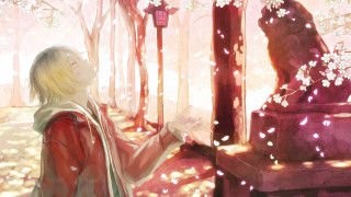 Girl looking out window cat - a storybook illustration free wallpaper for desktop