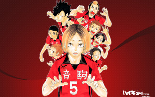 Anime characters red background group - a poster free wallpaper