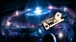 Cat keyboard spiral galaxy surreal - surrealism free wallpaper