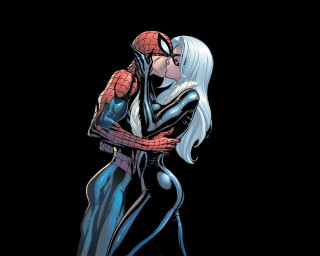 Spider suit woman hugging man - man free wallpaper