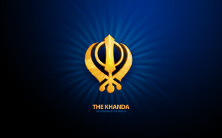 Blue gold background gold sikh - side and the words free wallpaper