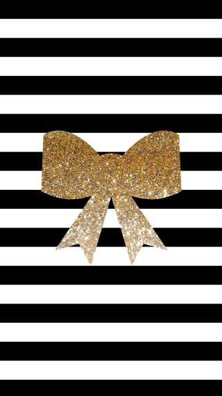 Gold bow black white striped - a digital rendering free wallpaper