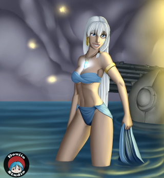 Cartoon woman bikini water boat - free bikini wallpaper