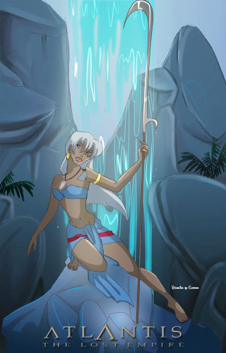 Woman bikini spear waterfall nature - a waterfall behind her free wallpaper