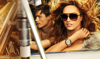 Woman sunglasses man car fur - a fur coat free wallpaper