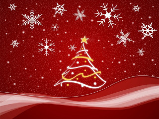 Christmas tree snowflakes red background 5 - digital free wallpaper for desktop