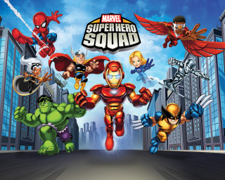 Cartoon superheroes city blue sky - a city setting free wallpaper