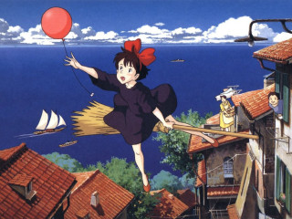 Girl flying red balloon cat - her hand and a cat free wallpaper